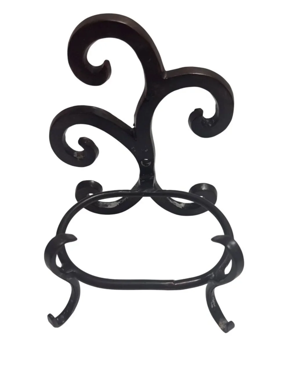 Wrought Iron Swirl Designed Black Freestanding Soap Dish Holder Durable Decorati